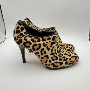 Cole Haan Leopard Print Hair Calf Leather Heel Booties - Women's Sz 7.5B